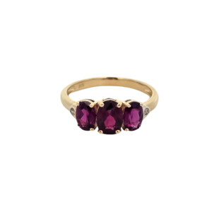 Garnet: 9k Yellow Gold 'Amora' Rhodolite Garnet & Diamond Ring