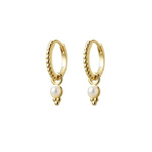 Pearl: Gold Plated 'Azure' Beaded Hoop Earrings