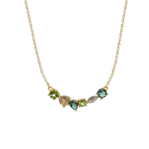 Peridot: Gold Plated 'Amalthea' Mixed Stone Necklace