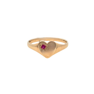 9k Yellow Gold Heart Signet Ring