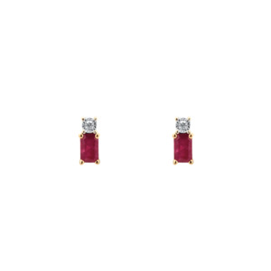 Ruby: 9k Yellow Gold Ruby & Diamond Stud Earrings