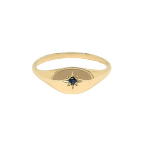 9k Yellow Gold & Sapphire Star Set Signet Ring