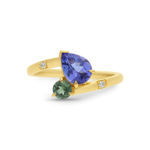 Tanzanite: 9k Yellow Gold Tanzanite & Tourmaline Ring