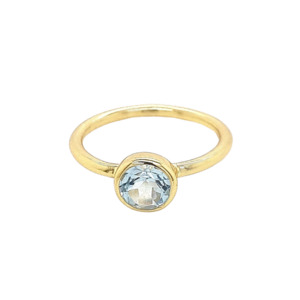 Topaz: Gold Plated 'Neso' Blue Topaz Bezel Ring