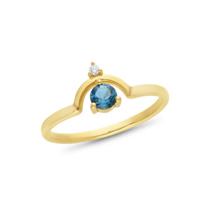 Topaz: 9k Yellow Gold London Blue Topaz & Diamond Stacker