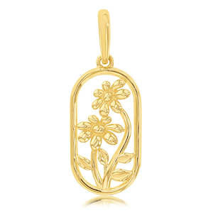 4th Wedding Anniversary Gifts: 9k Yellow Gold Mini Double Flower Charm Pendant