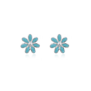 Sterling Silver 'Flora' Blue Flower Stud Earrings