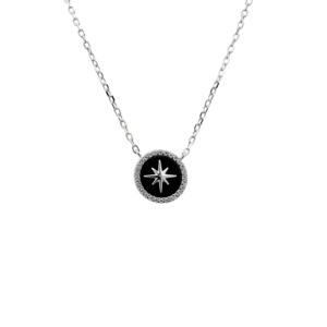 Sterling Silver Onyx Compass Pendant