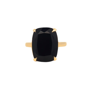 7th Wedding Anniversary Gifts: 9k Yellow Gold 'Aphrodite' Onyx Cocktail Ring