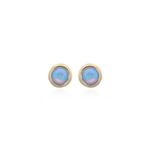 October Birthstone: Gold Plated Blue Opalite Studs