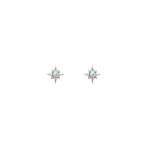October Birthstone: Sterling Silver 'Luminous' Opal Star Stud Earrings
