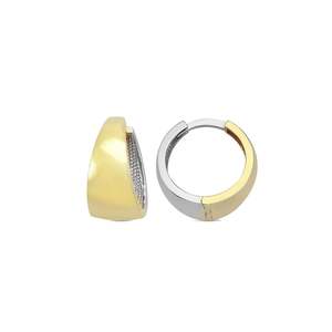 9k Yellow & White Gold Reversible Tapered Hoop Earrings