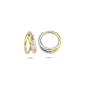 9k Yellow & White Gold Reversible Split Hoop Earrings