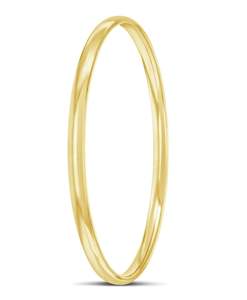 9k Yellow Gold Silver Filled Half Round 4.5mm Bangle