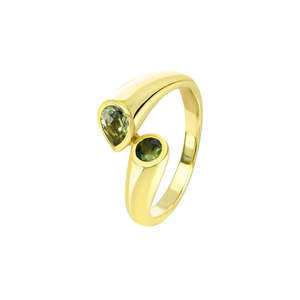 9k Yellow Gold 'Solene' Teal Sapphire Ring