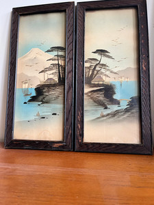 Pair Of Vintage Japanese Paintings The Vintage Room