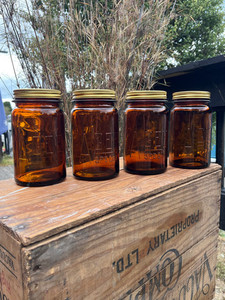 Vintage Agee Brown / Amber Glass Preservative Jars The Vintage Room