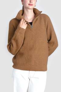 Womens Cashmere Possum Cirrus Half Zip Jumper