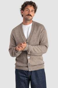 Mens Knitwear: Mens Alpaca V Neck Cardigan