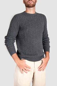 Mens Knitwear: Mens Cashmere Cable Crew