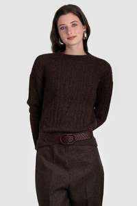 Womens Knitwear: Womens Alpaca Cable Drop Shoulder