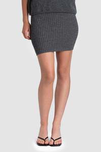 Womens Knitwear: Alpaca Ribbed Mini Skirt