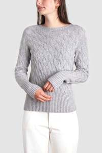 Womens Knitwear: Womens Cashmere Cable Crew Neck