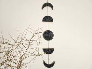 Ngā mata o te marama- Ceramic moon phases: Midnight Navy on Toast