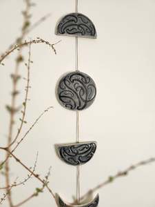 Ngā mata o te marama- Ceramic moon phases: Black on White