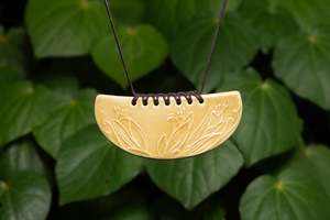 Homepage Feature: Harakeke Whakakai (Pendant), Amber PREORDER