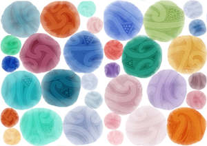 Aho Iti: Mixed Size Kōwhaiwhai Spots, Wall Decals