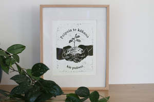 Homepage Feature: Poipoia te Kākano, kia puāwai Woodblock Print (Unframed)