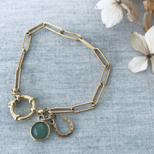 Gifts Accessories: TWIGG Bracelet Horseshoe Jade Charm