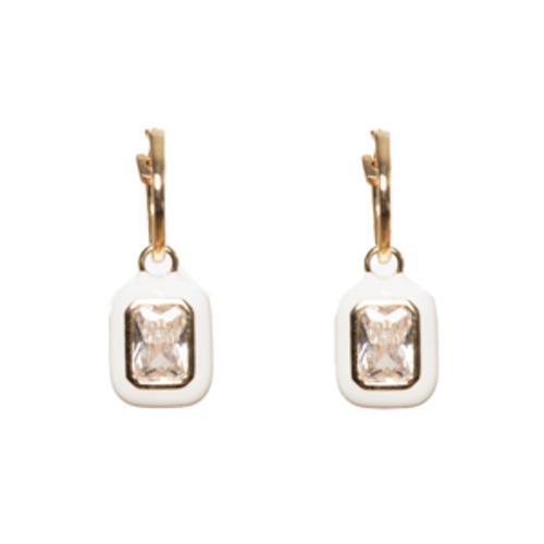 ANTLER Earrings White Diamante Huggie