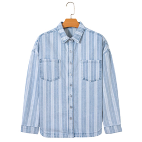 Gifts Accessories: BEAU Indie Washed Striped Denim Shacket