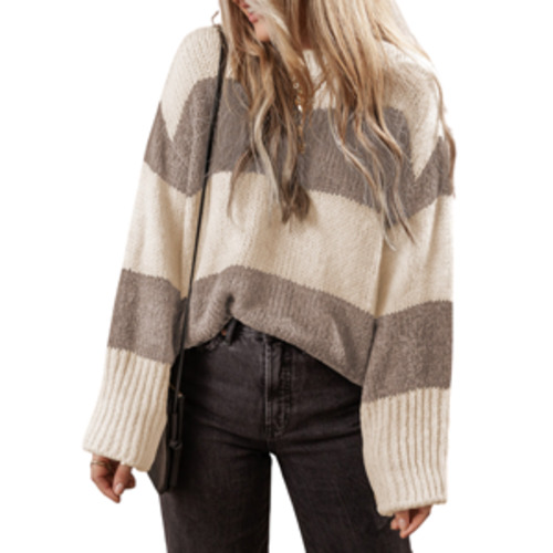 Gifts Accessories: BEAU Cream Coast Stripe Jumper Taupe Lrg