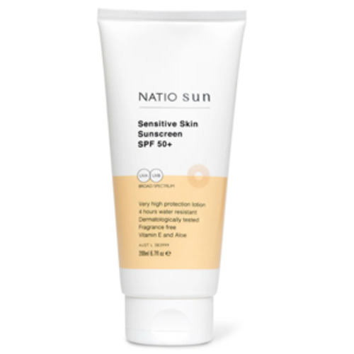 Beauty Natio Cosmetics Skincare: NATIO Sun Sensitive Skin Sunscreen SPF50+ 200ml