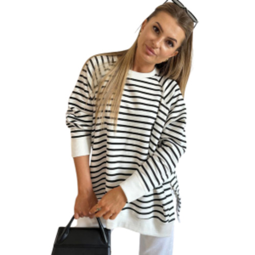 Gifts Accessories: BEAU Harbour Black/White Striped Cotton Sweater