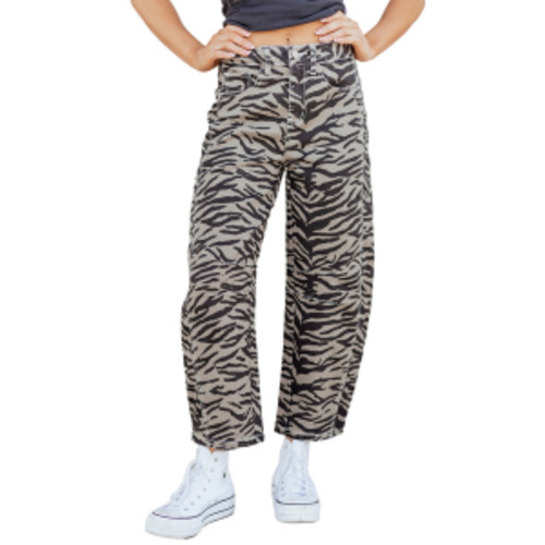 Gifts Accessories: BEAU Zebra Wide Leg Barrel Jeans