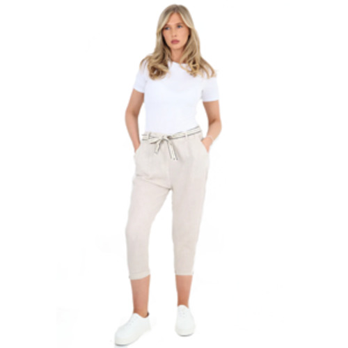Gifts: Accessories: BEAU Marcella Linen Trousers Beige