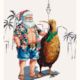 Santa and Kiwi in Auckland Christmas Card