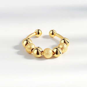 New Arrival: Sterling Silver Beads Fidget Ring (Silver / Gold)