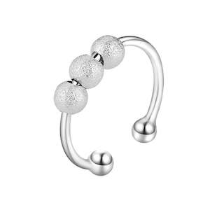 Anxiety Rings Nz: Three Beads Silver Fidget Ring