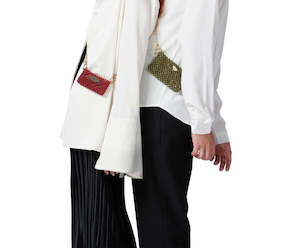 Handcrafted Glass Stone Woven Mini Chain Bag