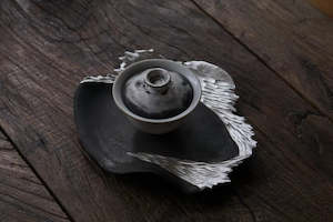 Art Decore: Cloudy Sliver Cup With Matching Plat Set