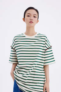 Design Lounge: ÀIMAI Seashell Scalloped-Edge Striped T-Shirt