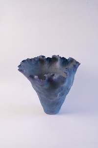 Whispers of Water – The Lagoon Blue Ruffle Ceramic Vase