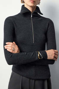 Merino Wool Cashmere: Felix Merino Wool Zip Knit – Effortless Elegance, Redefined
