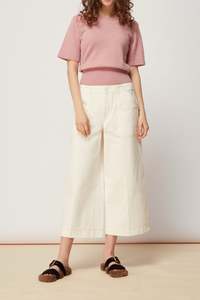 Merino Wool Cashmere: Pringle Sculpted Cashmere Short-Sleeve Knit Top
