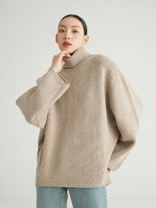Merino Wool Cashmere: Cambridge Wool-Cashmere Oversized Turtleneck Sweater